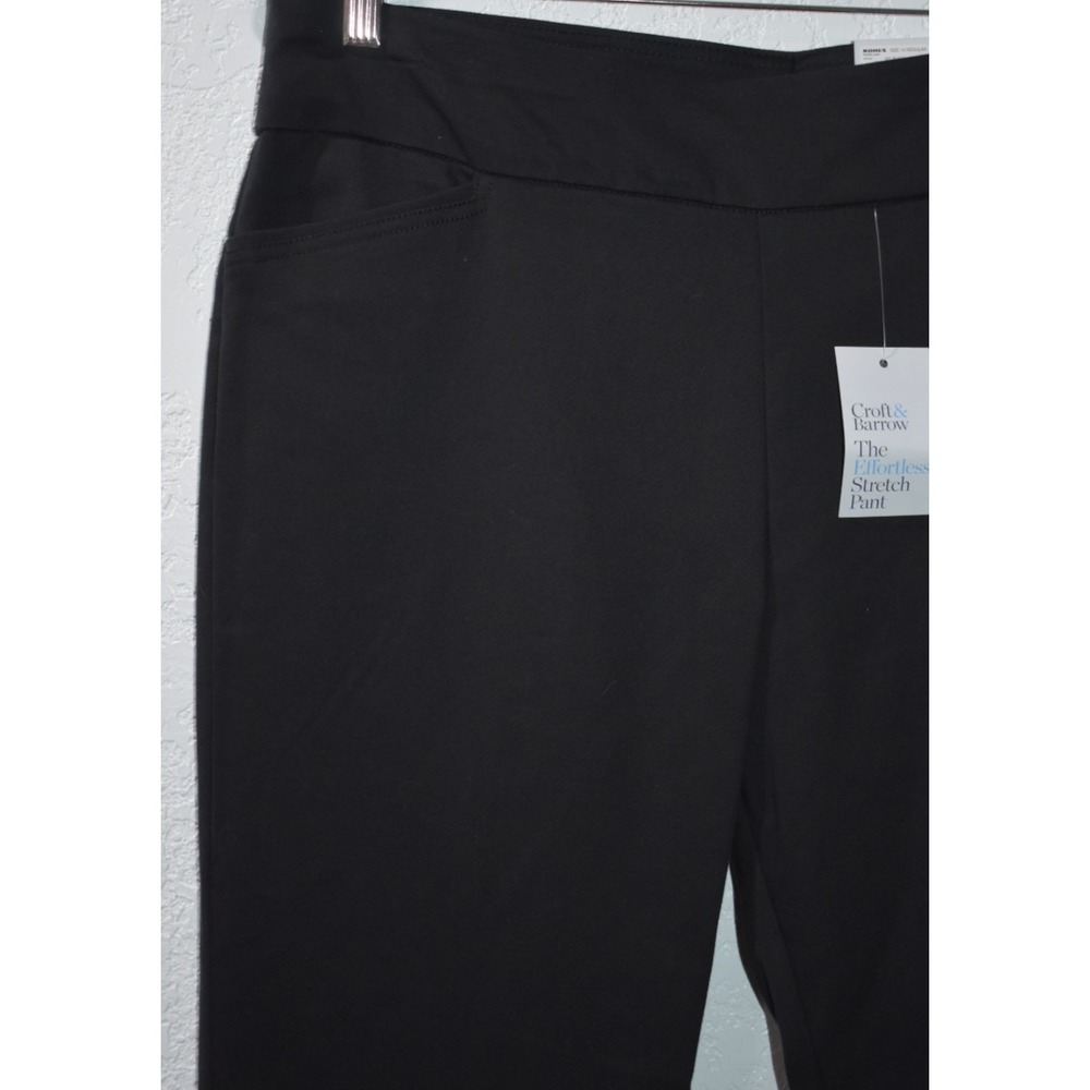 Croft Barrow Effortless Stretch Pants BLACK Pull-On Pockets Size 14 New w/tags - Picture 9 of 16